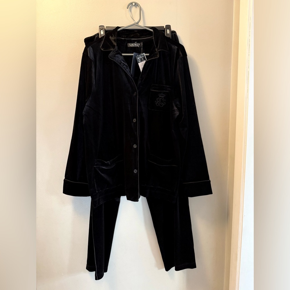 Black Label Ralph Lauren Black Velvet Two-Piece Women's Luxury Pajama Set